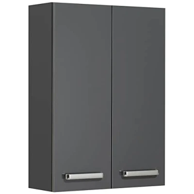 Abbildung von Pelipal Badezimmer Hängeschrank Quickset 311 in Anthrazit Glanz, 60 cm breit Bad Wandschrank mit 2 Türen und Einlegeböden