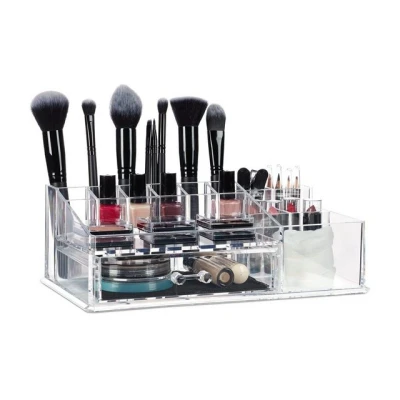 Abbildung von relaxdays Make Up Organizer 16 Fächer, Transparent