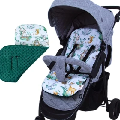Abbildung von BabyLux Kinderwagenaufsatz Sitzauflage für Kinderwagen Buggy Sitzeinlage Kinderwagenauflage, S123. Waldtiere