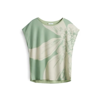 Abbildung von OPUS Regular FIT Round NECK Floral Print Bluse, Damen, Größe: 38, Green glow