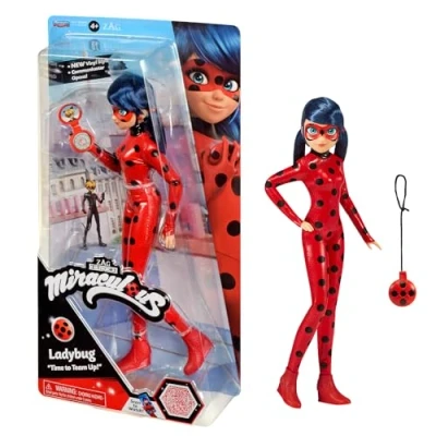 Abbildung von BANDAI Figur Miraculous Ladybug Ankleidepuppe 26 cm mit ihrem Yoyo im Telefonmodus Neues Kostüm Vinyl Effekt P50028