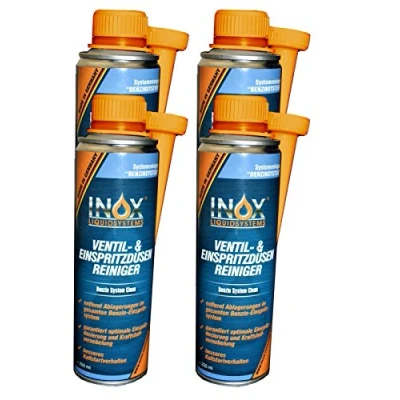 Abbildung von INOX® Ventil und Einspritzdüsenreiniger Additiv, 4 x 250 ml Kraftstoffzusatz verbessert Motorleistung Startverhalten, für alle Motoren mit Benzin Einspritzsystem geeignet