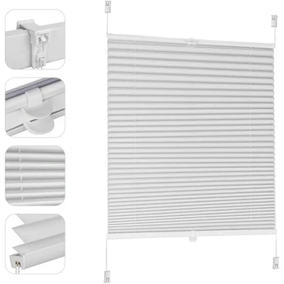 Abbildung von Sekey Plissee ohne Bohren Verdunkelung, Fenster Klemmfix Jalousie 35 cm breit, Verspannt Blickdicht Sonnenschutz Fensterollo, 35x120cm, Weiß