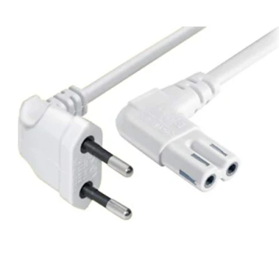 Abbildung von 3m Euro Netzkabel C7 Fernseher Stromkabel, Kabel Gewinkelt Netzstecker auf 8 Doppelbuchse Kleingerätekabel für Wireless Boxen, TV, Blu Ray, Radio, Netzteile Weiss
