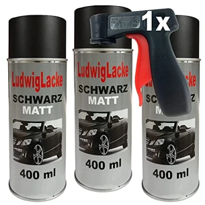 Abbildung von Ludwiglacke 3 Lackspray Schwarz matt 400 ml je Spraydose + Spraydosenhandgriff