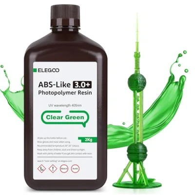 Abbildung von ELEGOO ABS Like Resin 3.0 Plus, 3D Drucker 405nm Rapid UV härtendes Photopolymer Harz, Hohe Präzision für LCD Klargrün 2kg