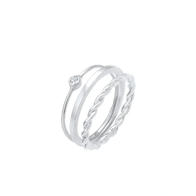 Abbildung von Elli 3 PACK Ring silvercoloured, Damen, Größe: 54, Silver coloured