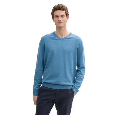 Abbildung von TOM TAILOR V Ausschnitt Pullover, mit kleiner Logo Stickerei