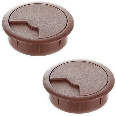 Abbildung von sossai® Kabeldurchführung KDM2 (2 Stück) Kabeldurchlass/Schreibtischkanal für Schreibtische, Büro &amp; Arbeitsplatten Farbe: Braun Durchmesser: 80 mm Material: Kunststoff