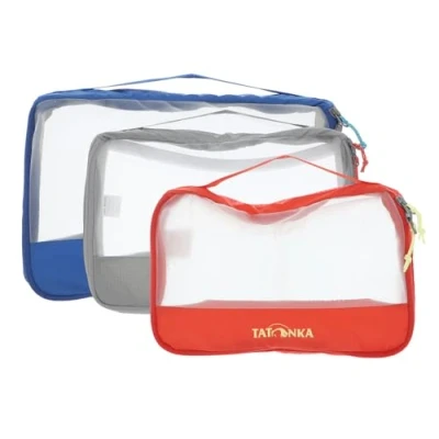 Abbildung von Tatonka Unisex Erwachsene Mesh Bag Set 3 Reisezubehör Packwürfel, Blau / Rot Schwarz, 3er EU