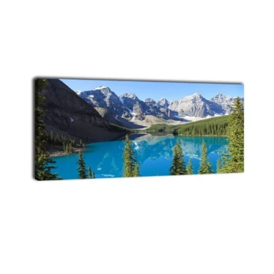 Abbildung von wandmotiv24 Leinwandbild Panorama Nr. 181 Moraine Lake Canada 100x40cm, Keilrahmenbild, Bild auf Leinwand, Landschaft Natur See