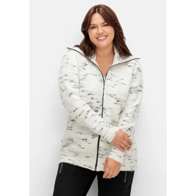 Abbildung von Sheego Strickjacke, Damen, Größe: 48/50, Offwhite/schwarz