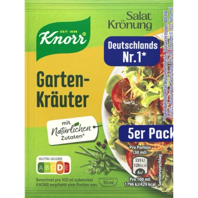 Abbildung von Knorr Salatkrönung Gartenkräuter für ein leckeres Salatdressing mit natürlichen Zutaten* 5 x 3 Portionen 15 Stück
