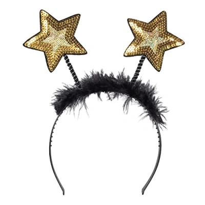 Abbildung von Boland Kostüm Goldener Disco Star Haarreif, Werde zum funkelnden Stern bei Geburtstag, Festival oder Silvester!