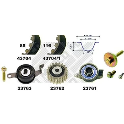 Abbildung von MAPCO 23704 Zahnriemensatz 116 85 mit Anbaumaterial FORD: Escort 6 Cabrio, FIESTA 4, Sierra Mk2 Limousine