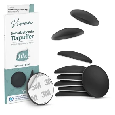 Abbildung von virea 10 x Türstopper 40 8 mm Schwarz Selbstklebende Türpuffer Elastische Wandpuffer Zum Schutz von Wänden und Möbeln Wand Stopper in dezentem Design Türgriff Puffer
