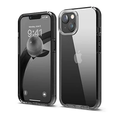 Abbildung von elago Hybrid Transparente Hülle Kompatibel mit iPhone 14 (6.1&quot;), PC + TPU Technologie, Kristallklar, Stoßsicherer Stoßfängerabdeckung, Ganzkörperschutz (Schwarz)