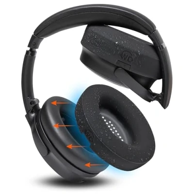Abbildung von WC SweatZ QuietComfort Patentierte Gym Sweat Ohrpolsterbezüge für Bose 35 &amp; 35ii, QC45/SE/QuietComfort 2023 und mehr, hergestellt von Wicked Cushions Black