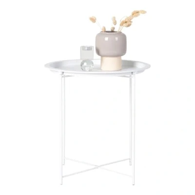 Abbildung von House Nordic Beistelltisch Bastia Weiß Metall Rund Tabletttisch Abstelltisch