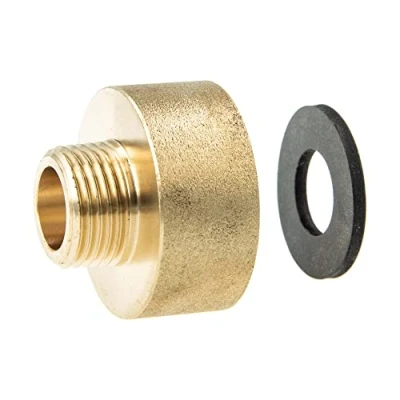Abbildung von tecuro Messing Reduzierverlängerung 3/8 x 3/4 Zoll Flachdichtend mit EPDM Dichtung für Sanitärinstallation