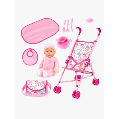Abbildung von Bayer Design Puppenwagen Buggy Set mit Puppe, Pink