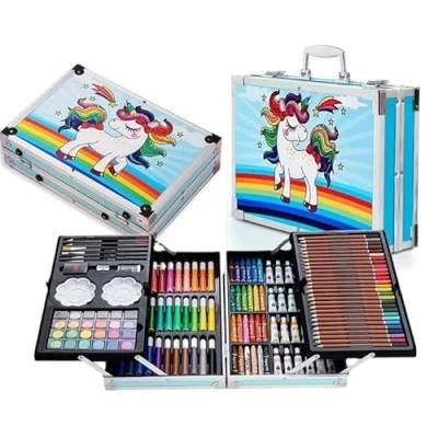 Abbildung von COIL Kreativset Künstlerkoffer, (mit hochwertigen Utensilien für Malerei &amp; Zeichnen, 145 tlg., Set mit Pinseln, Farben, Stiften, Filzstiften, Pastellkreiden), Praktischer Holzkoffer, inklusive Fächer, ideal unterwegs