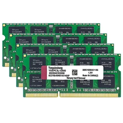 Abbildung von DDR3 / DDR3L 32GB Kit (8GBx4) Laptop RAM 1600MHz PC3 12800 PC3L SODIMM Non ECC Unbuffered 1.35V 1.5V 2Rx8 Dual Rank 204 Pin CL11 PC Computer Memory Upgrade Module Arbeitsspeicher (Grün)