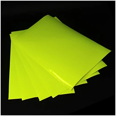 Abbildung von Din A4 Bogen Bastelfolie Selbstklebend Künstlerfolie Plotterfolie Plottfolie Folie Basteln (Neon Gelb, 5er Set Bögen)