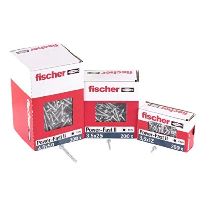 Abbildung von fischer PowerFast II PTF 3,5 x 30, Spanplattenschraube (200 Stk.) mit Vollgewinde, Pan Head Innenstern, Schraube für Holzverarbeitung, reduziert Einschraubwiderstand &amp; Einschraubzeit