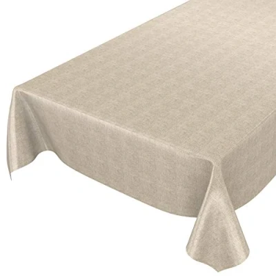 Abbildung von ANRO Wachstuchtischdecke Wachstuch Wachstischdecke Tischdecke Wachstuchdecke Beige Leinenoptik 200x140cm eingefasst