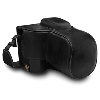 Abbildung von MegaGear MG1535 Nikon D3500 Ever Ready Leder Kamera Case mit Trageriemen Schwarz