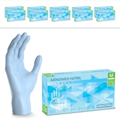 Abbildung von 1000 Stück ARNOMED Einweghandschuhe Hellblau, Einmalhandschuhe M, Nitril Handschuhe Einweg, Nitrilhandschuhe puderfrei, Gummihandschuhe Schutzhandschuhe, in XS, S, L, XL
