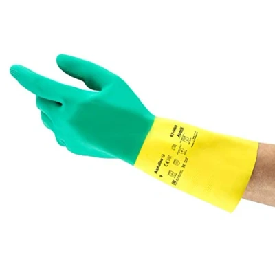 Abbildung von Ansell AlphaTec 87 900 Chemikalienschutz Handschuhe, Mehrzweck Arbeitshandschuhe, Chemisch Beständig, Design mit Hervorragender Griff, Baumwoll Velours Innenausstattung, Größe L (12 Paar)