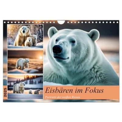 Abbildung von Eisbären im Fokus (Wandkalender 2025 DIN A4 quer), CALVENDO Monatskalender