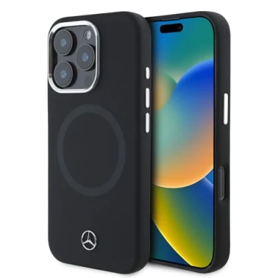 Abbildung von CG MOBILE Mercedes Benz HC Handyhülle, entworfen für iPhone 16 Pro, langlebig, stoßfest, kompatibel mit Magsafe, Silikonhülle tonalem Logo, Schwarz