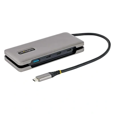 Abbildung von StarTech.com 4 Port USB C Hub 1x A&amp;3X Ports 3.1/3.2 Gen 2 10Gbit/s Busbetrieben 10gbps Typ Zu A 25cm Kabel Tragbarer Auf Adapter/Hub (HB31CM1A3CB), Space Gray