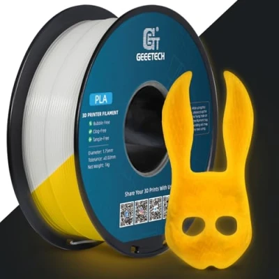 Abbildung von GEEETECH PLA Filament 1.75mm, Glows Orange Gelb in the Dark, 3D Drucker 1kg Spool