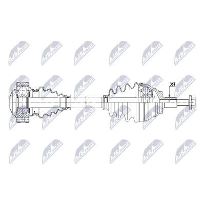Abbildung von NTY NPW VW 207 Antriebswelle Vorderachse links 480mm Schaltgetriebe VOLKSWAGEN: Golf 5 Schrägheck, Touran I, Caddy 3 Kombi, SKODA: Octavia 2 Combi