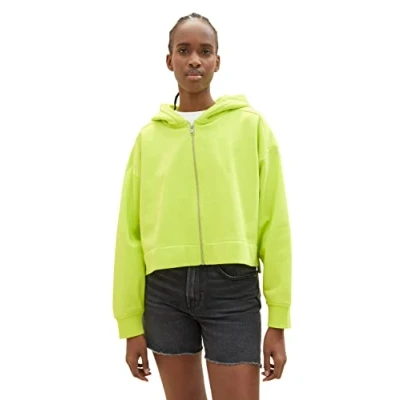 Abbildung von TOM Tailor Denim Cropped Sweatjacke, Damen, Größe: Small, Neon lime
