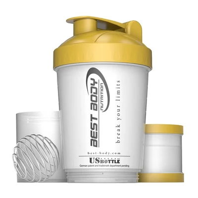 Abbildung von Eiweiß Shaker USBottle weiß/gold Design Best Body Nutrition Stück