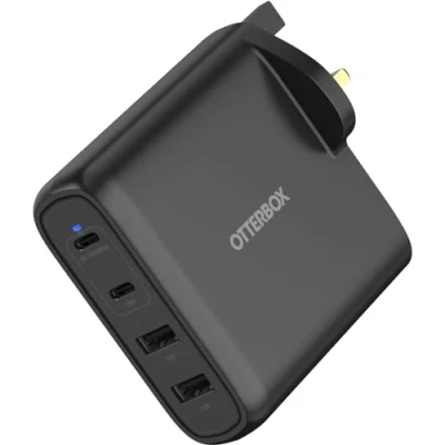 Abbildung von OtterBox Standard UK 100W USB C PD GaN 4 Port Ladegerät, x2 Ports + A Ports, Schnelllade Gerät für Smartphone und Tablets, Sturzgeschützt Robust, Schwarz