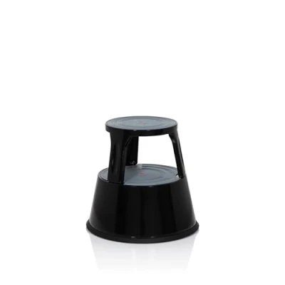 Abbildung von hjh OFFICE Tritthocker TIO M II Metall Elefantenfuß, Höhe 42 cm, bis 150kg belastbar, mit Rollen 830006 Schwarz