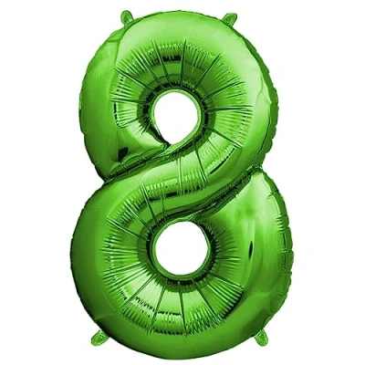 Abbildung von envami® Deko 8 Geburtstag Junge Grün 101CM Ballon Zahl Luftballon 8. Zahlen Geburtstagsdeko Folienballon Jahre fliegt mit Helium