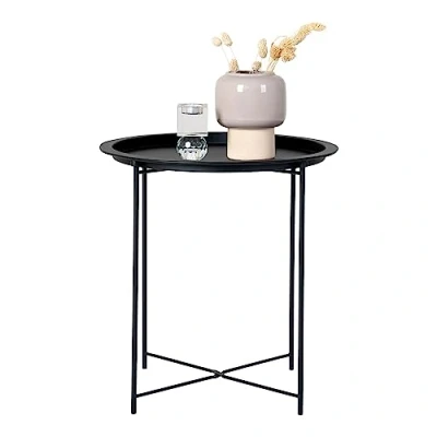 Abbildung von House Nordic Beistelltisch Bastia Schwarz Metall Rund Tabletttisch Abstelltisch