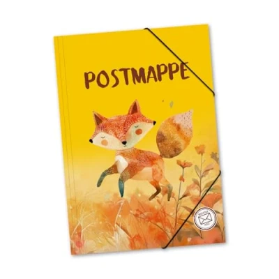 Abbildung von itenga Postmappe aus stabilem Kunststoff PP Gummizugmappe mit Motiv DIN A4 Gummizugverschluss Sammelmappe Eckspanner (Fuchs)
