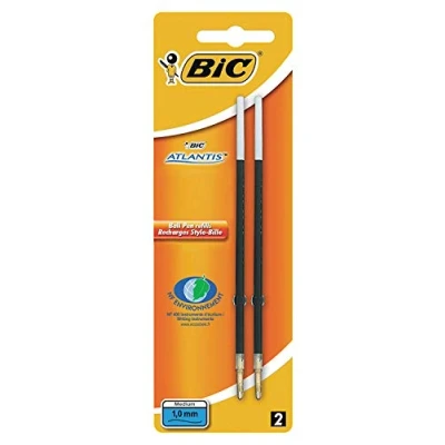 Abbildung von BIC Kugelschreiber Mine, Ersatzmine für Atlantis und Soft Feel (dokumentenecht, 0,1 mm) 2 Stück, schwarz