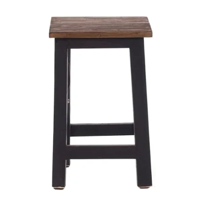 Abbildung von DESIGN DELIGHTS RUSTIKALER Holz SITZHOCKER Madero 48x30x30 cm (HxBxT), Recyclingholz Holzhocker Farbe: 04 schwarz Natur