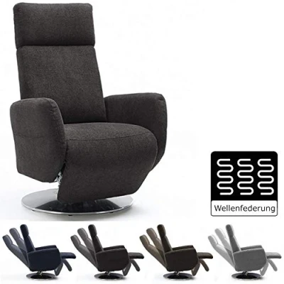 Abbildung von Cavadore TV Sessel Cobra / Fernsehsessel mit Liegefunktion, Relaxfunktion Stufenlos verstellbar Ergonomie M Belastbar bis 130 kg 71 x 110 82 Grau
