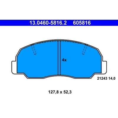 Abbildung von ATE 13.0460 5816.2 Bremsbelagsatz nicht für Verschleißwarnanzeiger vorbereitet, exkl. Verschleißwarnkontakt DAIHATSU: Feroza Hard Top, Soft Top