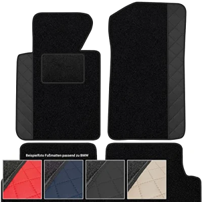 Abbildung von moto MOLTICO Fußmatten Auto Velours Autoteppiche Schwarz Automatten Set 4 teilig Auffälliges Design passend für BMW Z4 E85 2002 2008 (Schwarzes Muster)